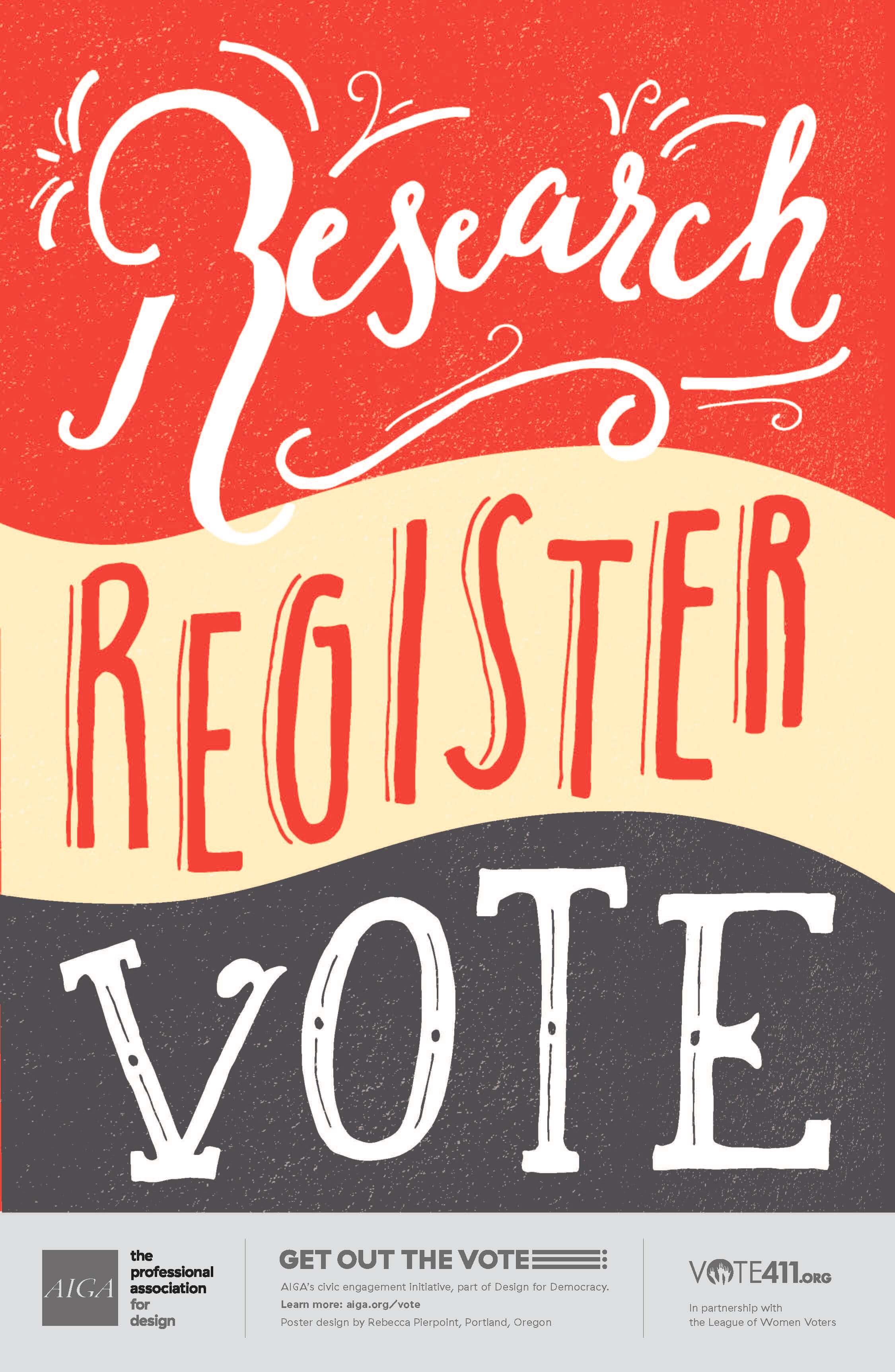 AIGA Research, Register, Vote poster sample