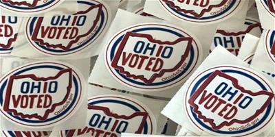 An image of "Ohio Voted" stickers